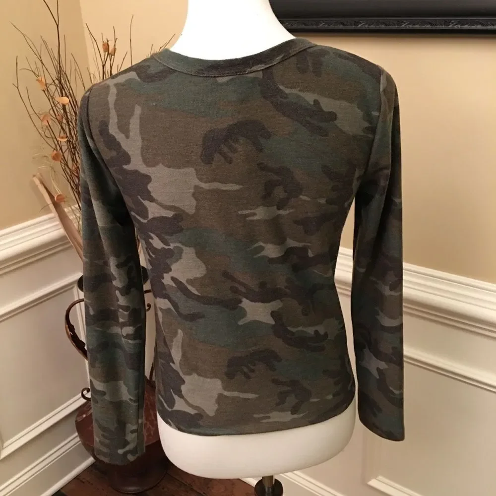 NWT Anthropologie Drew Long Sleeve Camo Tee Sz S - Picture 3 of 6